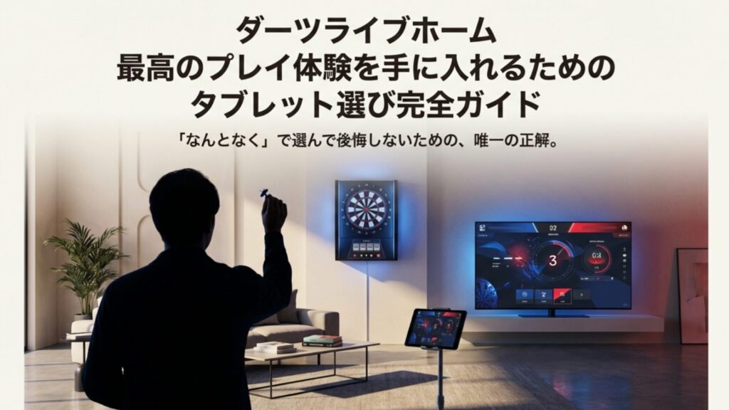 ダーツライブホームの最高のプレイ体験を手に入れるためのタブレット選び完全ガイド。失敗しない選び方の正解を解説した表紙画像。