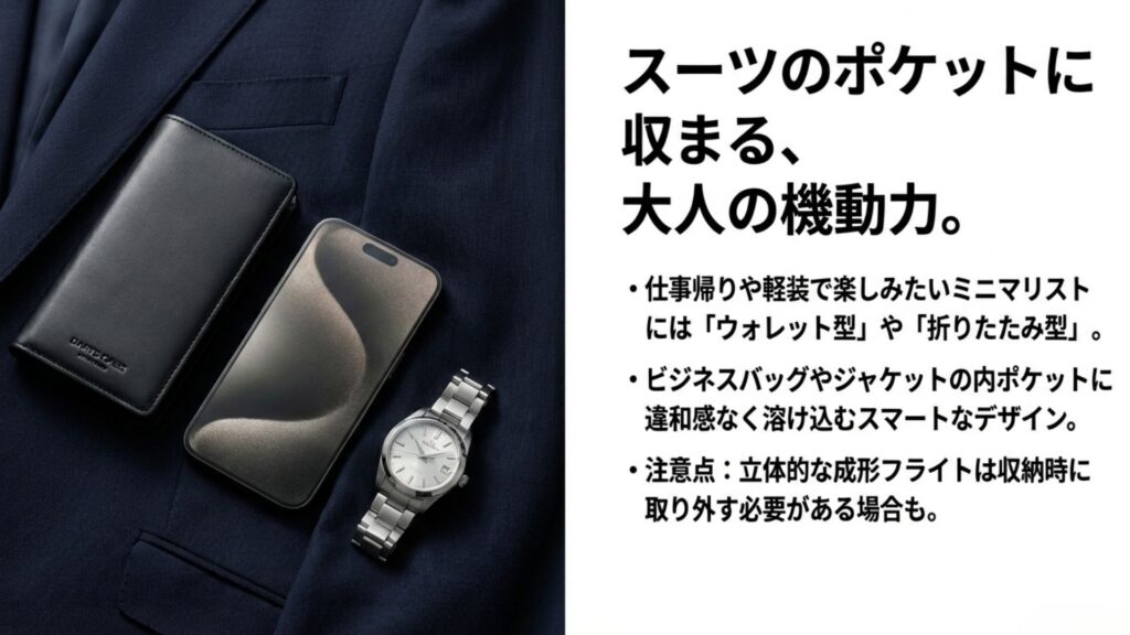 ビジネスシーンにも馴染む黒色のスマートなウォレット型ダーツケースと腕時計