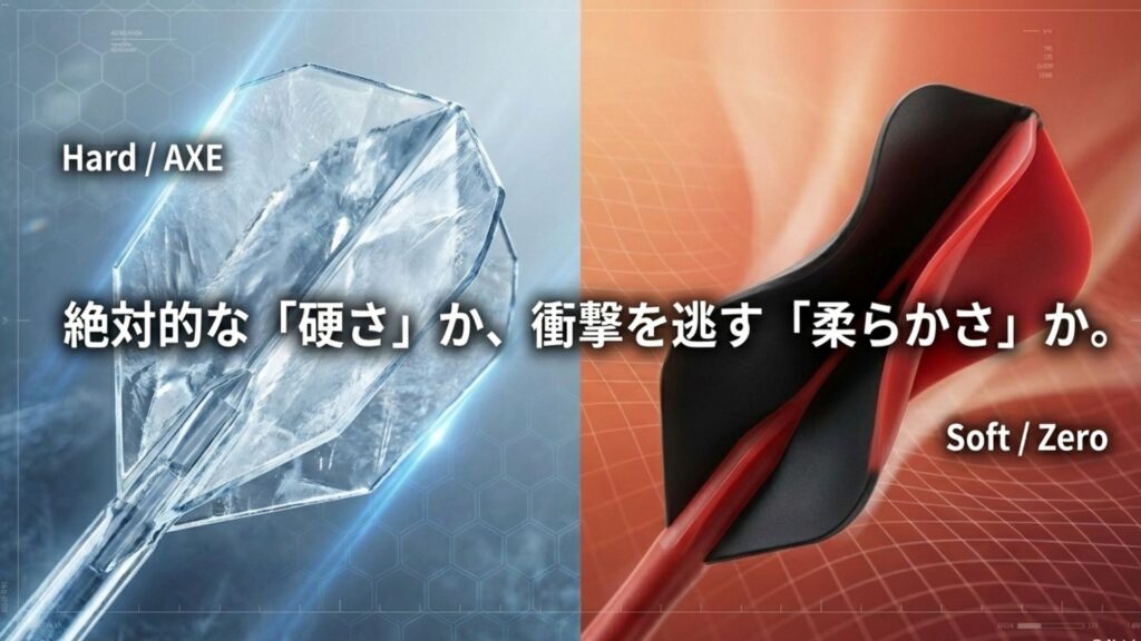 硬い素材のCONDOR AXEと、柔らかい素材のCONDOR Zeroの質感を対比させたイメージ