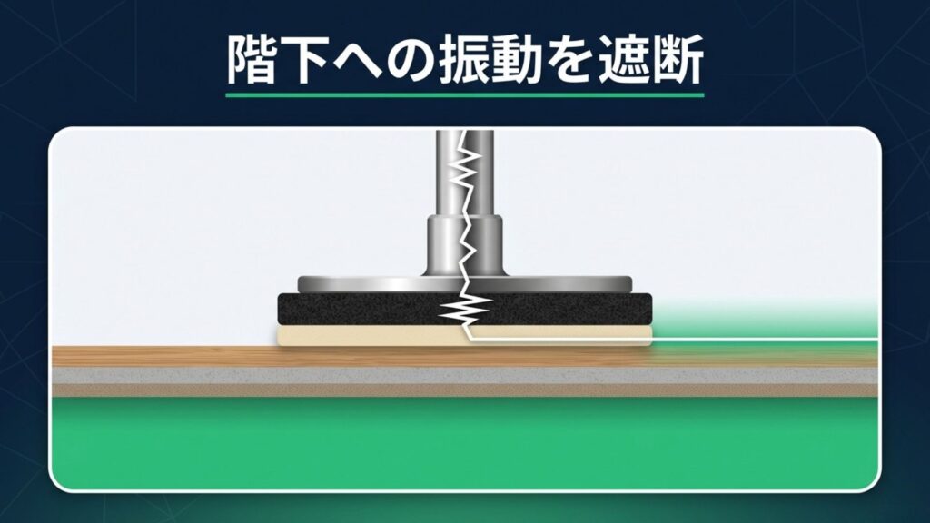 ダーツの振動を遮断し、階下への騒音トラブルを防ぐイメージ