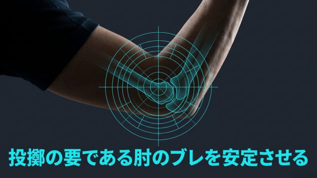 投擲の要である肘のブレを安定させるアームカバーの役割