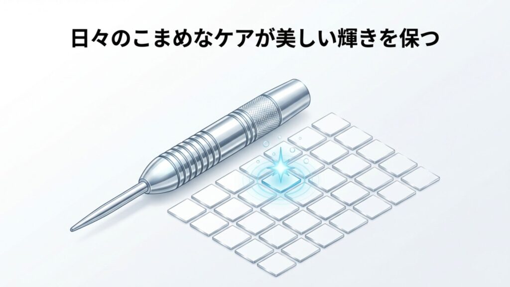 日々のこまめなケアで美しい輝きを保つダーツバレル