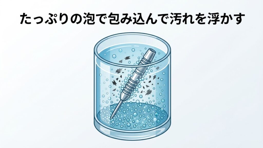 たっぷりの泡で包み込んで汚れを浮かす重曹でのバレル洗浄