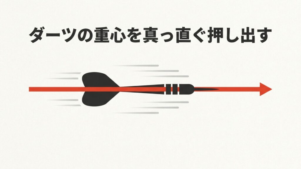 ダーツの重心を真っ直ぐ押し出す