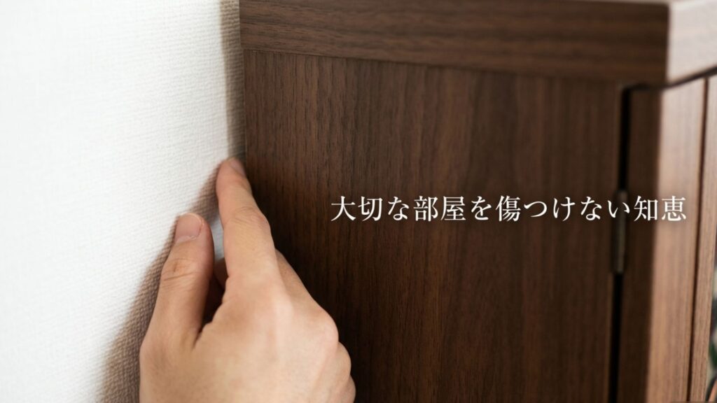大切な部屋を傷つけない知恵を説明する壁面無欠損の工夫イメージ