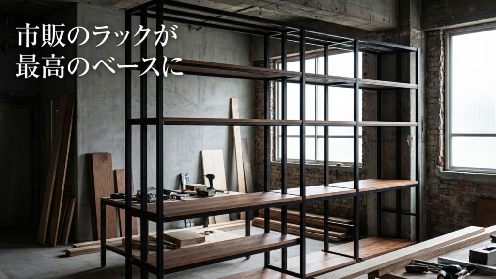 市販のラックが最高のベースになることを示すニトリ製品の代用イメージ