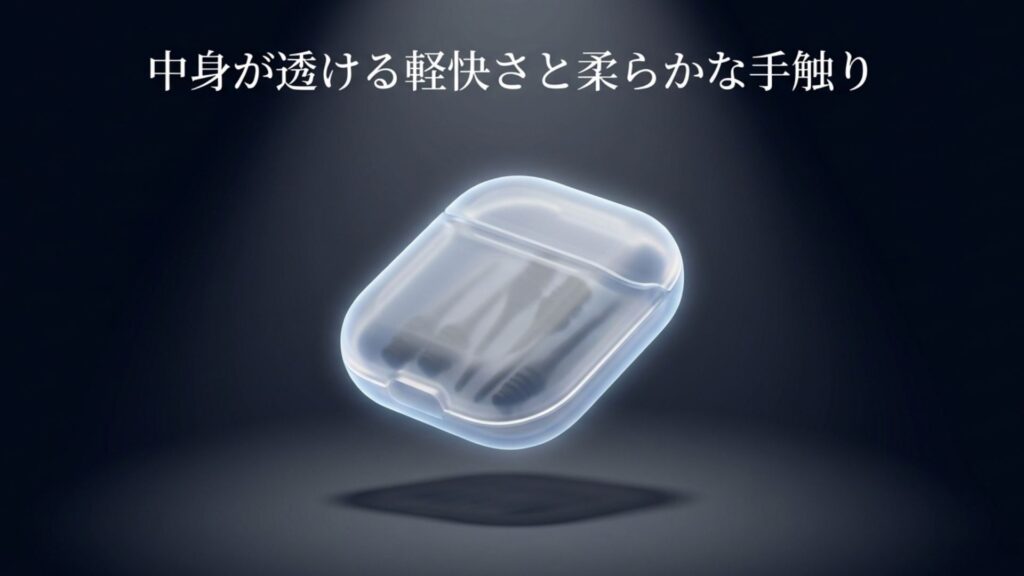 中身が透ける軽快さと柔らかな手触りが特徴のクリア・ソフトタイプケース