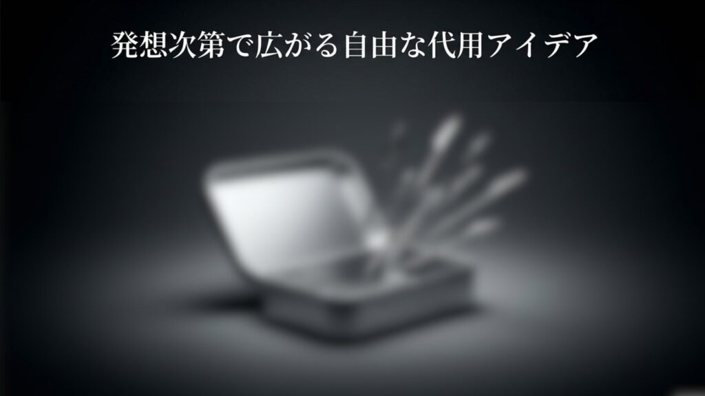 発想次第で広がる自由な代用アイデアを紹介するイメージ