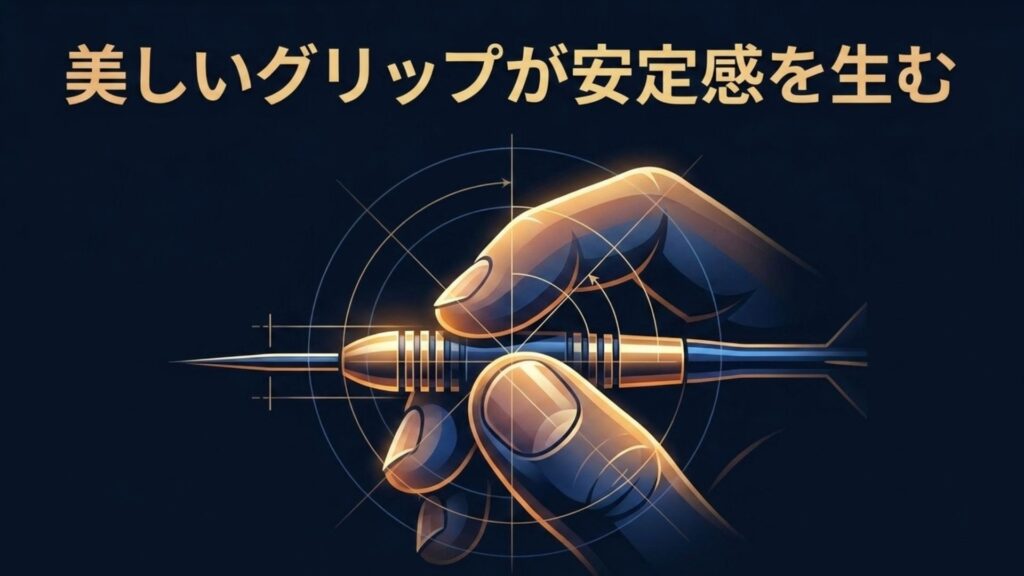 安定感を生む美しいダーツのグリップのイメージ