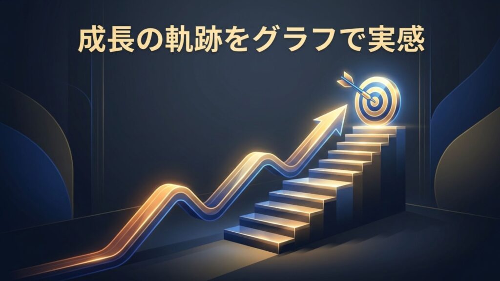 ダーツの成長の軌跡をグラフやデータで実感するイメージ