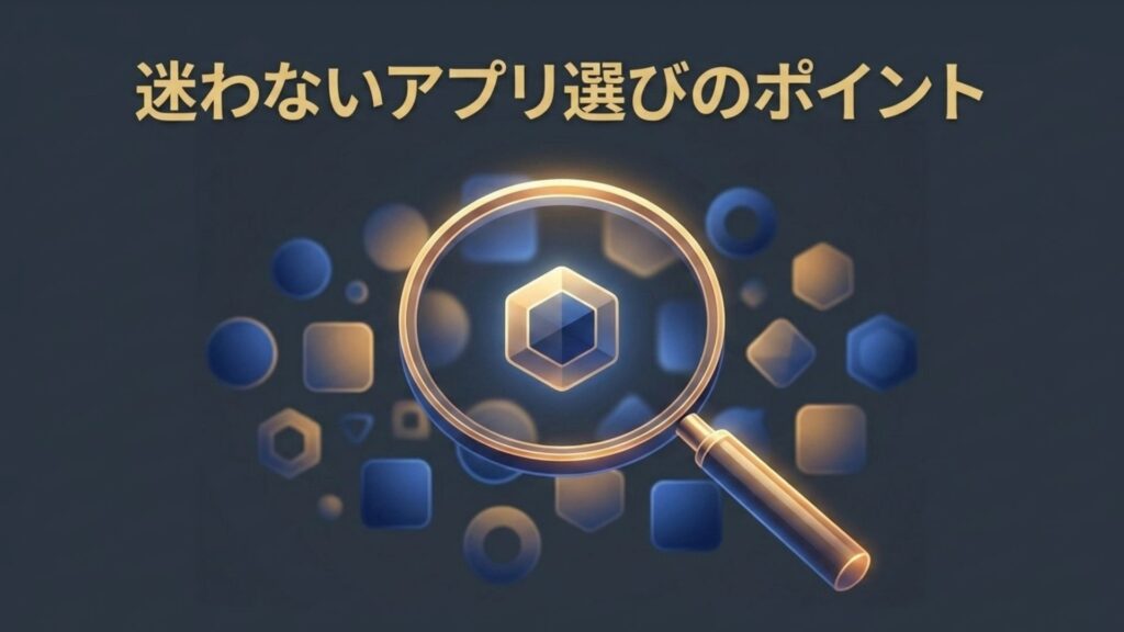 多数の選択肢から迷わないダーツアプリ選びのポイントのイメージ