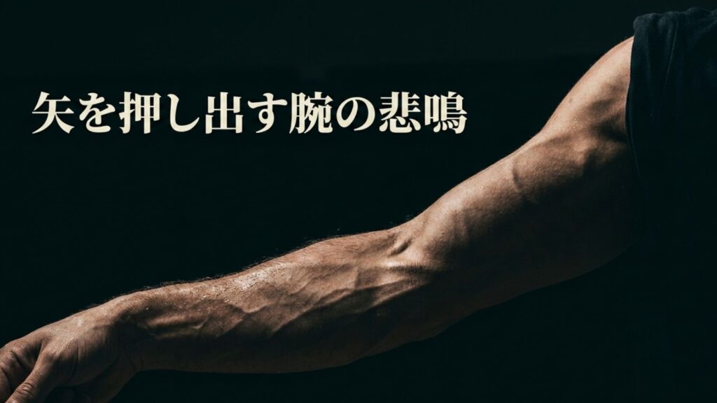 矢を押し出す腕の悲鳴。前腕や二の腕の筋肉痛の原因