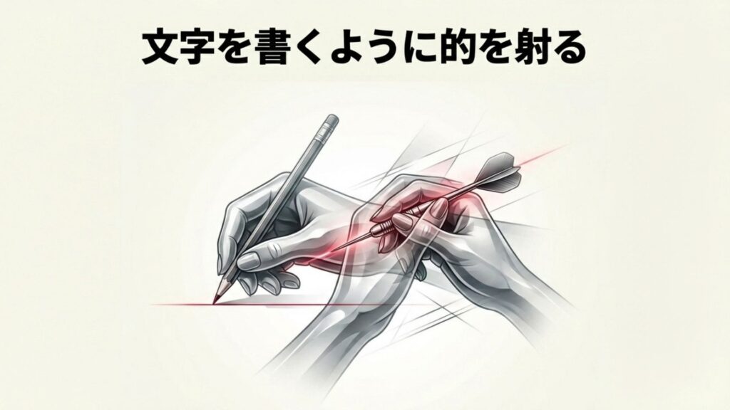 文字を書くように的を射るというメッセージ
