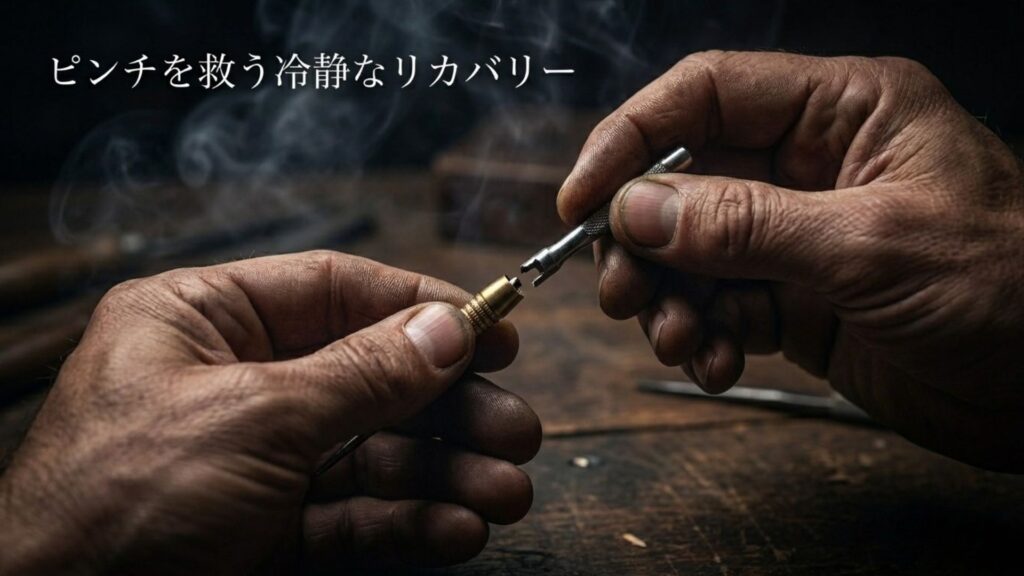 シャフト折れのピンチを救う冷静なリカバリーツールのイメージ