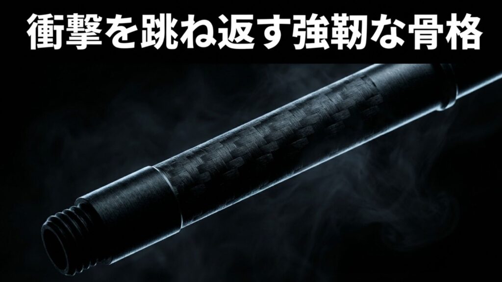 衝撃を跳ね返す強靭な骨格であるカーボンシャフトのイメージ