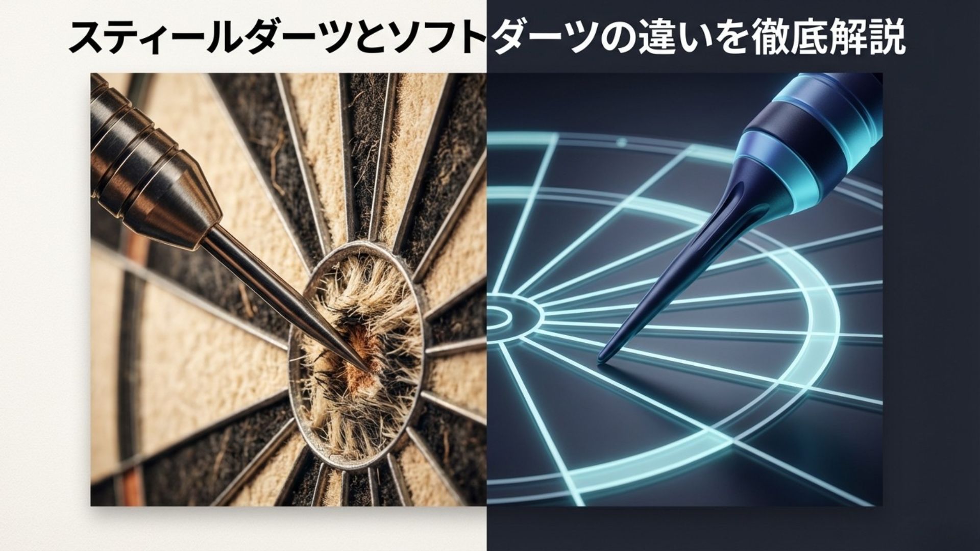 スティールダーツとソフトダーツの矢と的を比較したイメージ