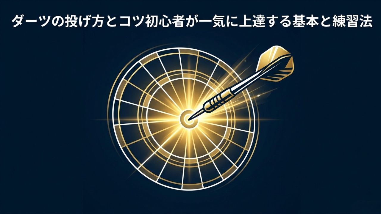 ダーツボードのブル（中心）にダーツが刺さっているタイトル画像「ダーツの投げ方とコツ 初心者が一気に上達する基本と練習法」