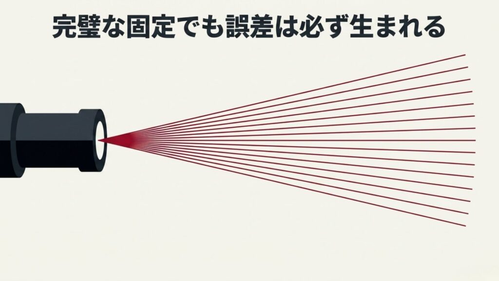 完璧な固定でも誤差は必ず生まれる。戦車の大砲から発射された多数の赤い軌跡。