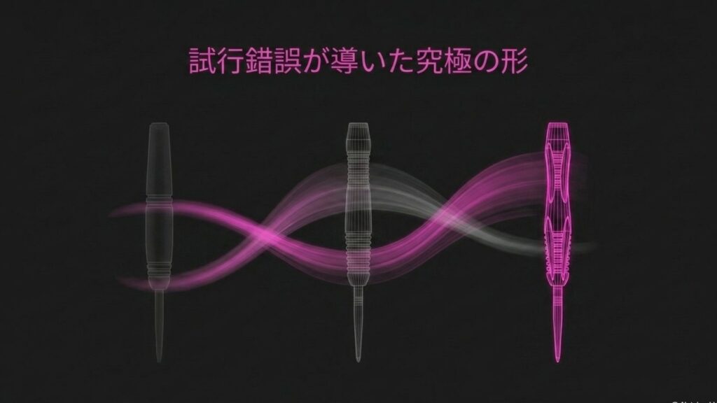 試行錯誤が導いた究極の形を示す歴代バレルの進化イメージ