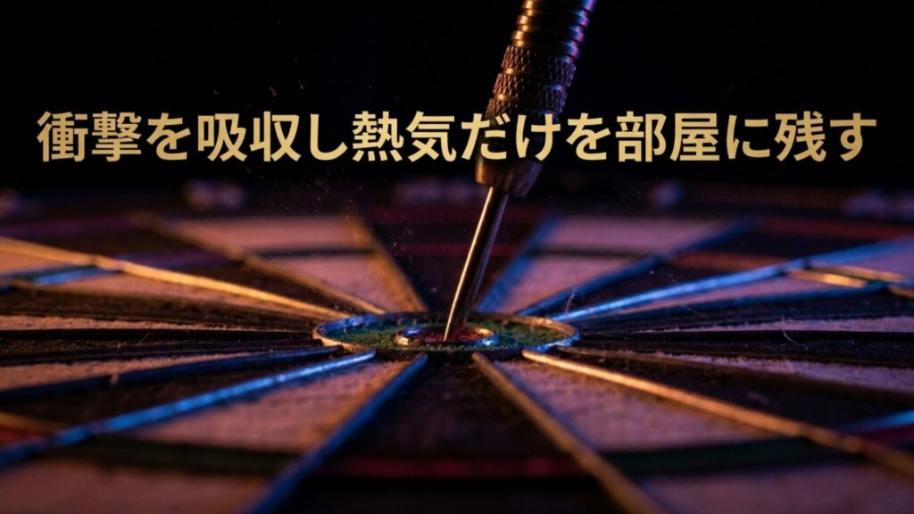 衝撃を吸収し熱気だけを部屋に残す