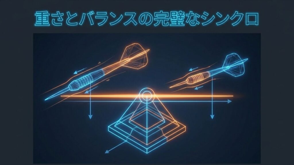 ソフトダーツとハードダーツの重さとバランスを完璧にシンクロさせる構造